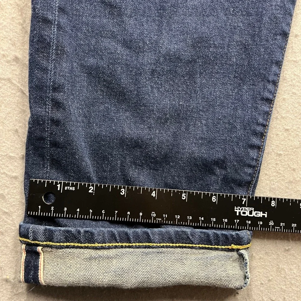 Selvedge Flint and Tinder Slim Fit Jeans Mens 38x29 Dark Wash Blue Denim 2109